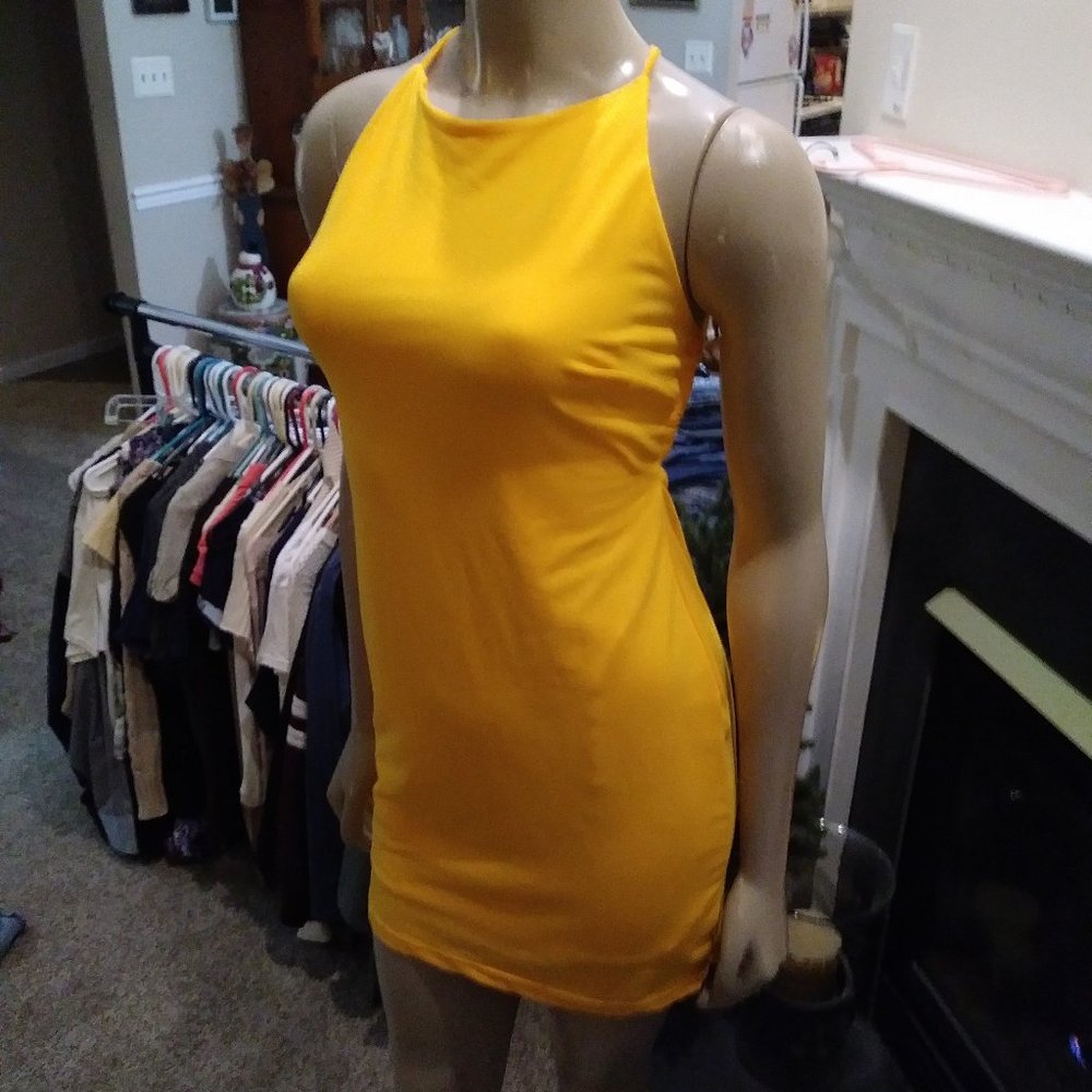ReVamped Yellow Colorblock Mini Dress  Lg  CUTE !!